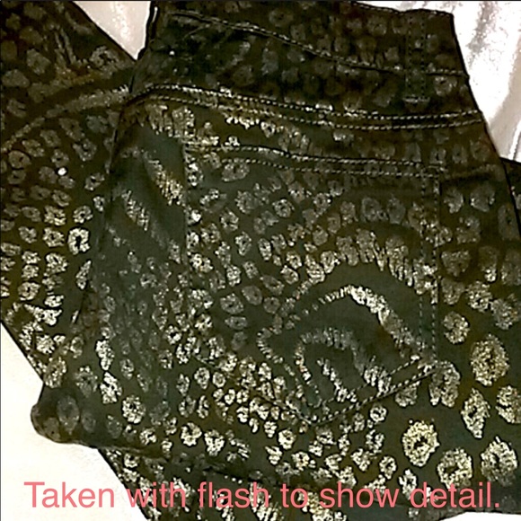 EMPIRIAL Olive Green & Gold Leopard Skinny Stretch Jeans Jr5/26 - Picture 5 of 8